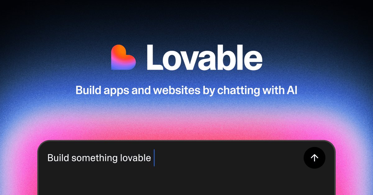 Official Lovable social preview with the Lovable logo on a warm gradient background